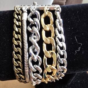 Jenny Bird Chunky Gold and Silver Chain Bracelet.